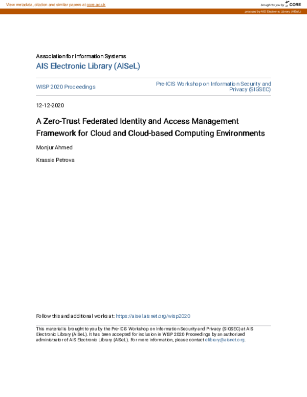 (PDF) A Zero-Trust Federated Identity and Access Management Framework ...