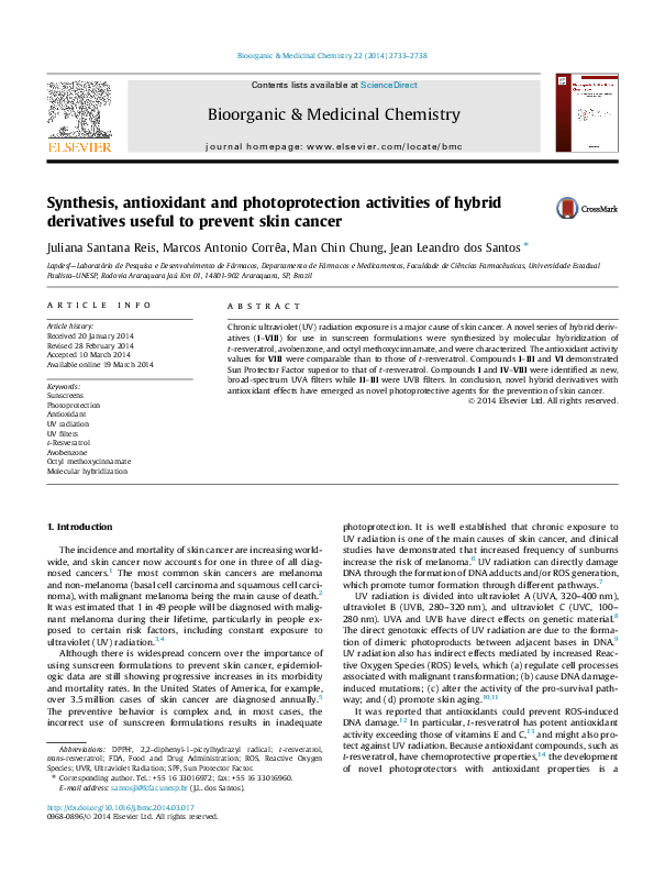 (PDF) Synthesis, antioxidant and photoprotection activities of hybrid ...