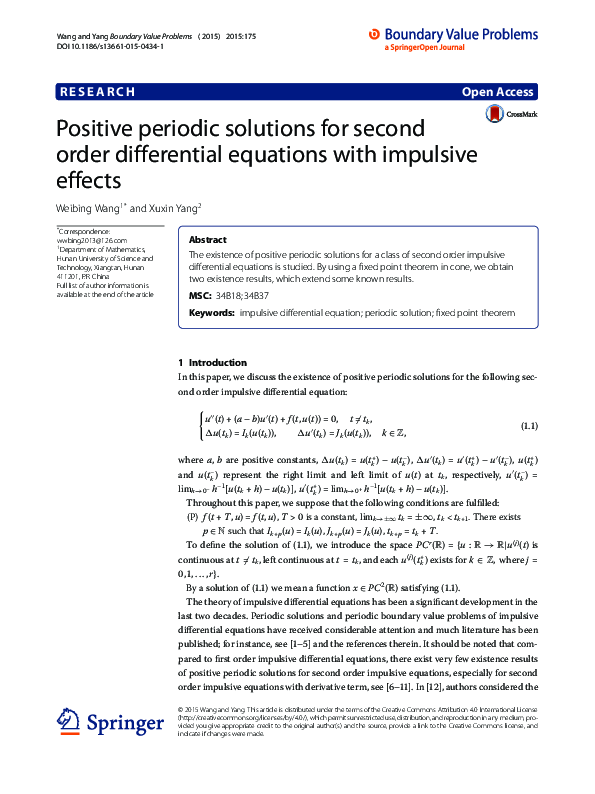 (PDF) Positive periodic solutions for second order differential ...