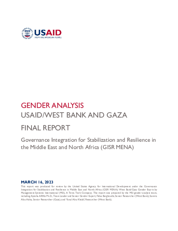 (PDF) Gender Analysis - Final Full Report