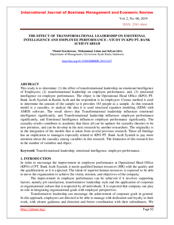 (PDF) The Effect of Transformational Leadership on Emotional ...