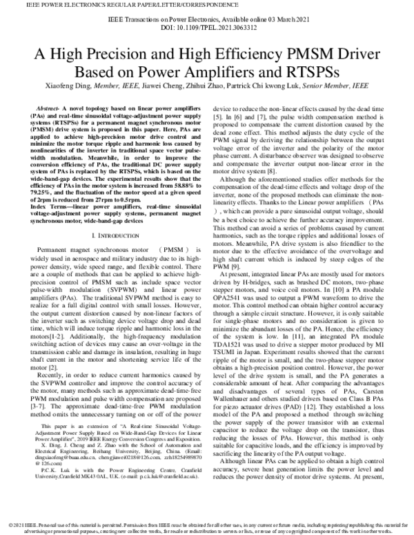 (PDF) A High-Precision and High-Efficiency PMSM Driver Based on Power ...