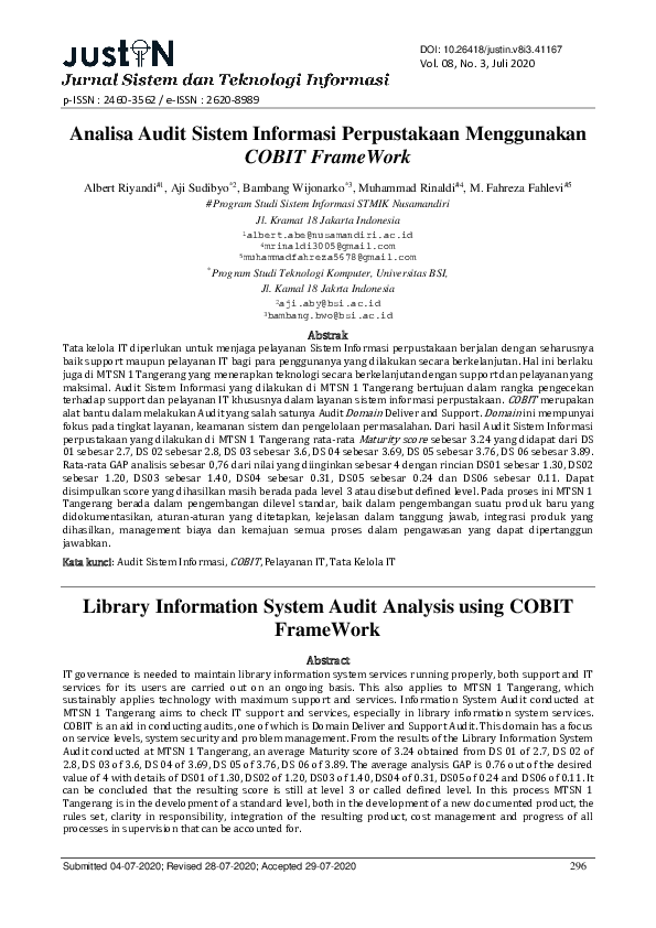 (PDF) Library Information System Audit Analysis using COBIT FrameWork