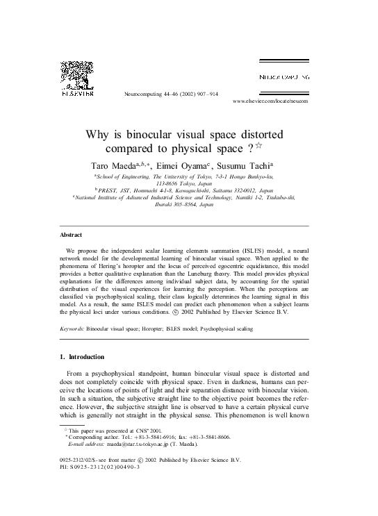 (PDF) Why is binocular visual space distorted compared to physical