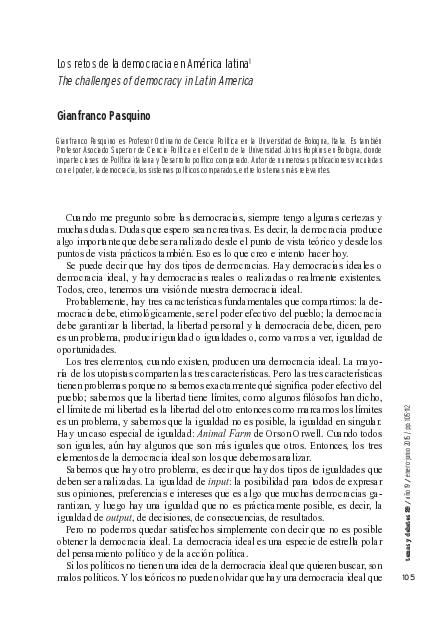 (PDF) Los retos de la democracia en América latina
