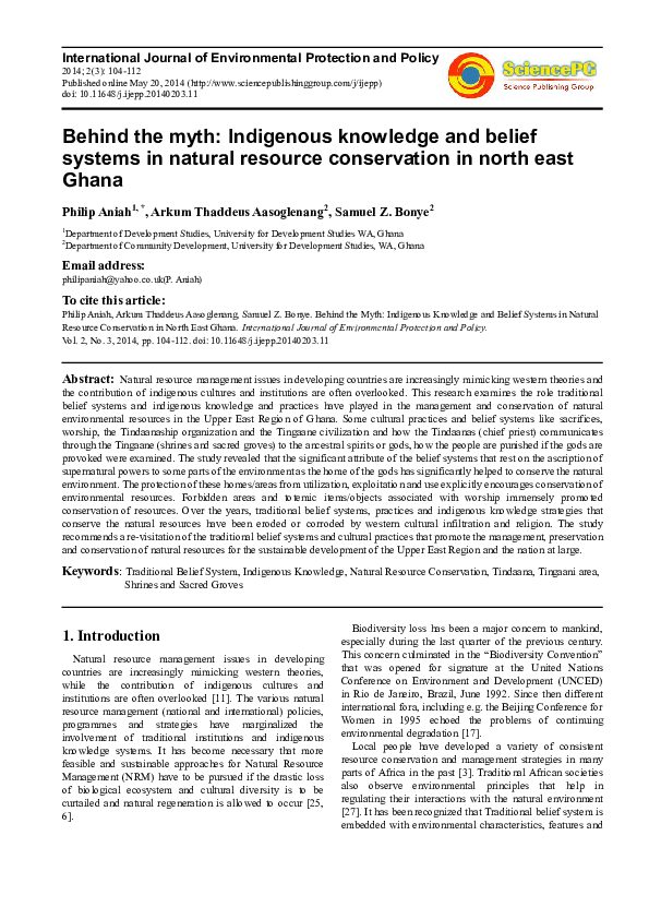 (PDF) Behind the Myth: Indigenous Knowledge and Belief Systems in ...