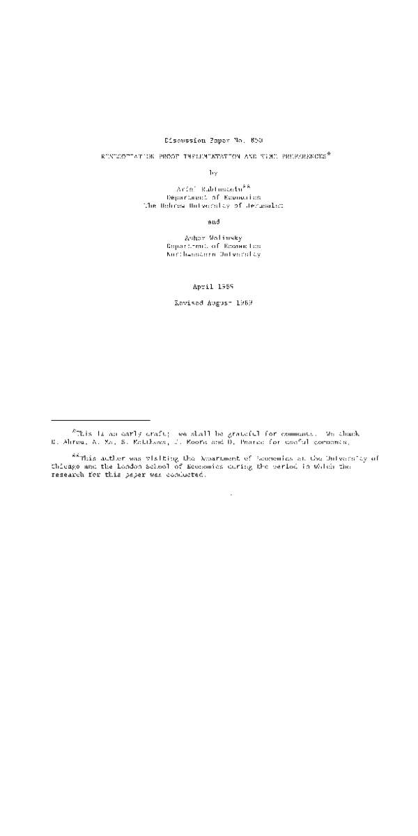 (PDF) Renegotiation-Proof Implementation and Time Preferences