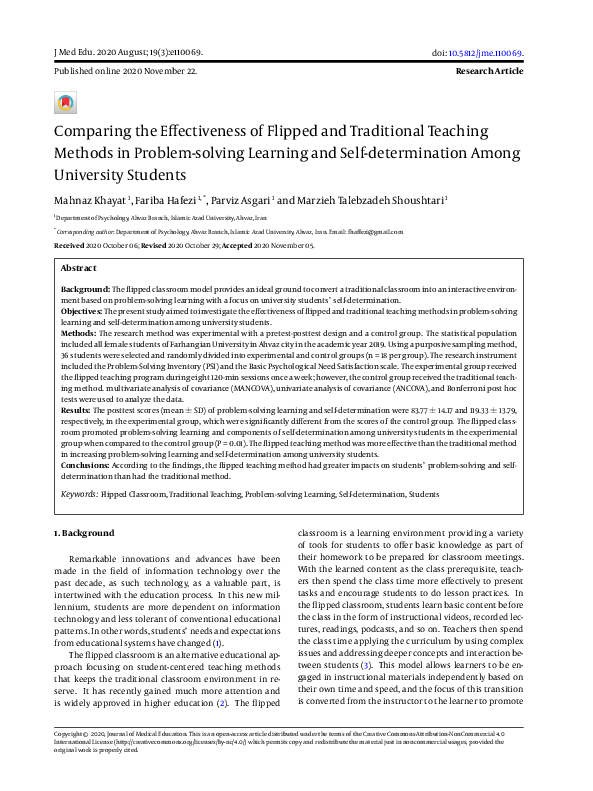 (PDF) Comparing the Effectiveness of Flipped and Traditional Teaching ...