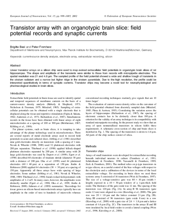 (PDF) Transistor array with an organotypic brain slice: field potential ...