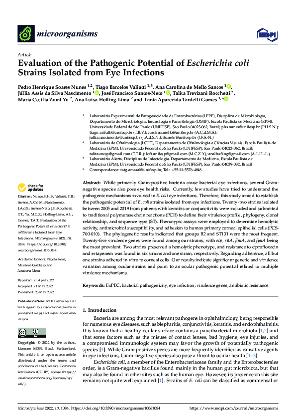 (PDF) Evaluation of the Pathogenic Potential of Escherichia coli ...