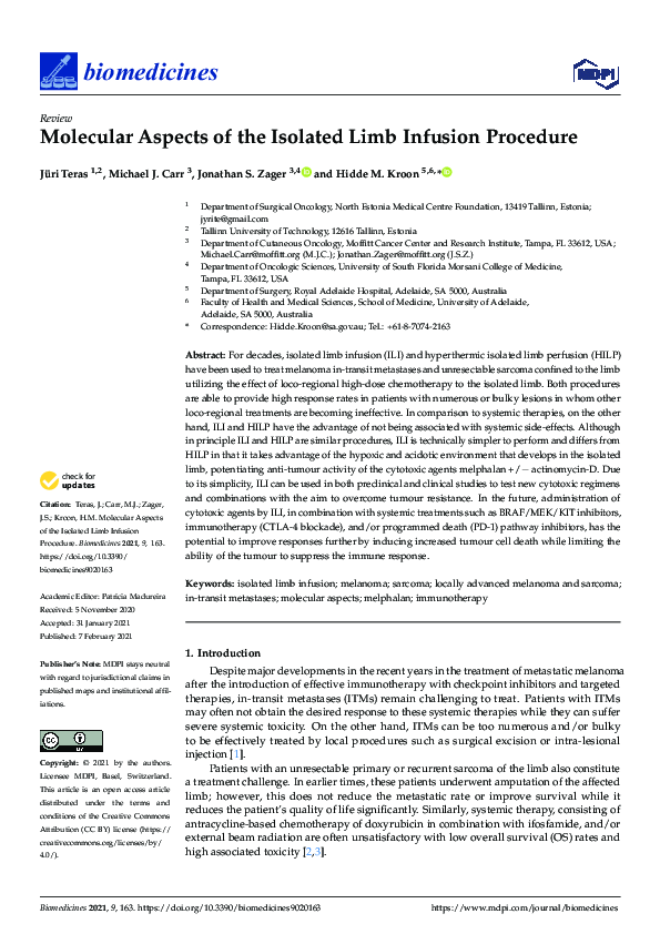 (PDF) Molecular Aspects of the Isolated Limb Infusion Procedure