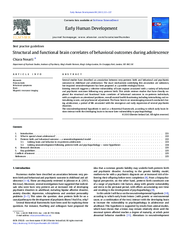 (PDF) Structural and functional brain correlates of behavioral outcomes ...