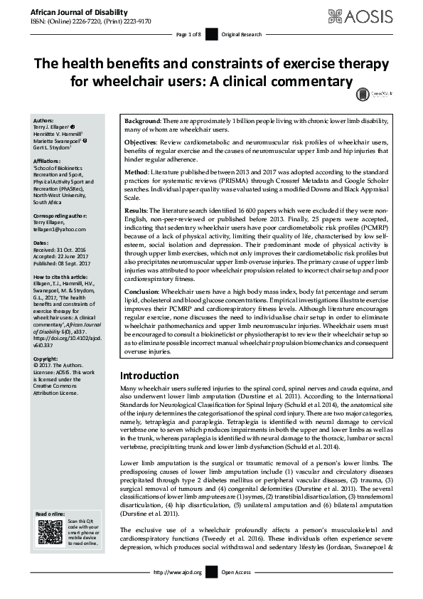 (PDF) The health benefits and constraints of exercise therapy for ...