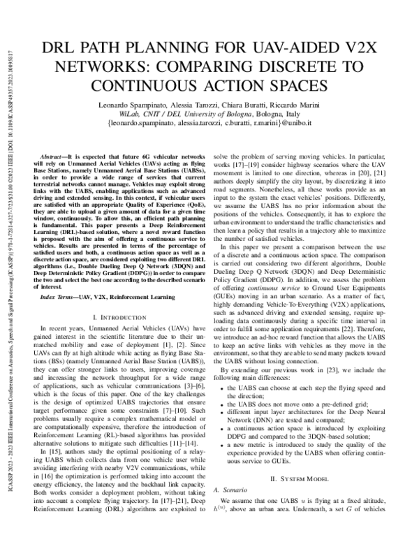(PDF) DRL Path Planning for UAV-Aided V2X Networks: Comparing Discrete ...