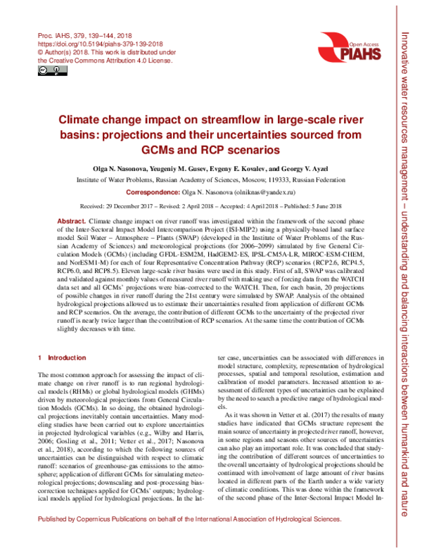 (PDF) Climate change impact on streamflow in large-scale river basins ...
