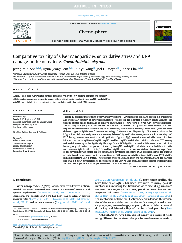 (PDF) Comparative toxicity of silver nanoparticles on oxidative stress ...