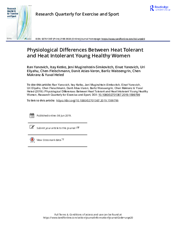 (PDF) Physiological Differences Between Heat Tolerant and Heat ...