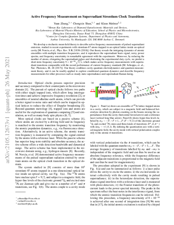 (PDF) Active Frequency Measurement on Superradiant Strontium Clock ...