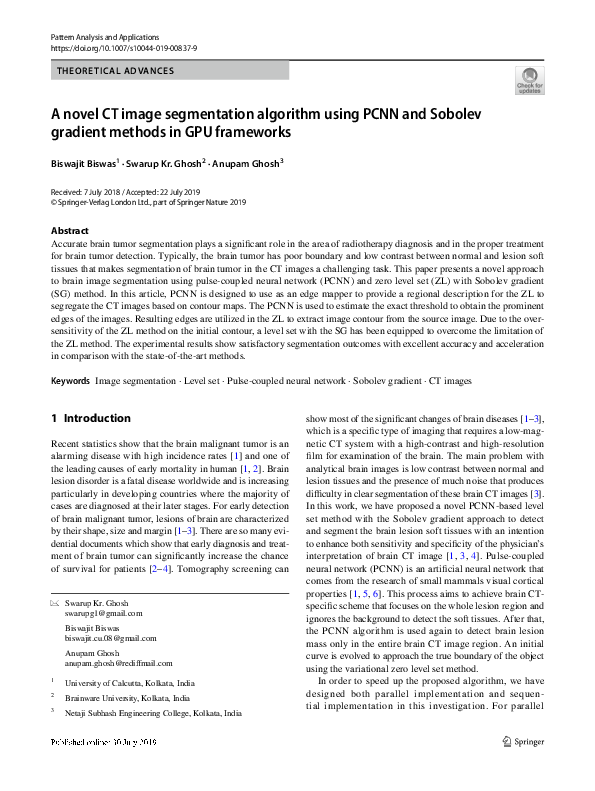 (PDF) A novel CT image segmentation algorithm using PCNN and Sobolev ...