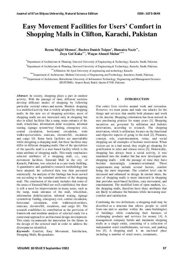(PDF) Easy Movement Facilities for Users' Comfort in Shopping Malls in ...