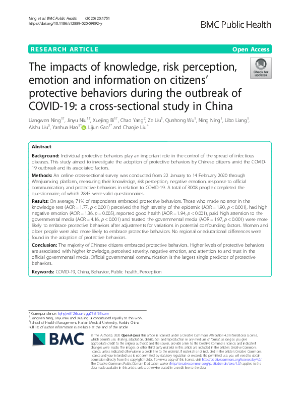 (PDF) The impacts of knowledge, risk perception, emotion and ...