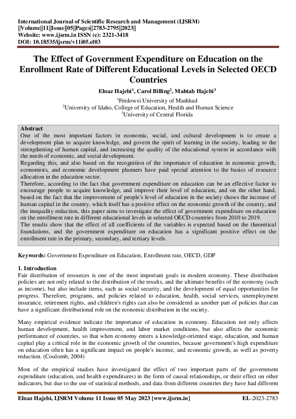 (PDF) The Effect of Government Expenditure on Education on the ...