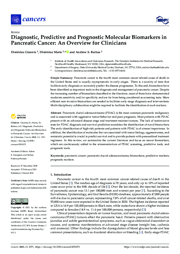 (PDF) Diagnostic, Predictive and Prognostic Molecular Biomarkers in ...