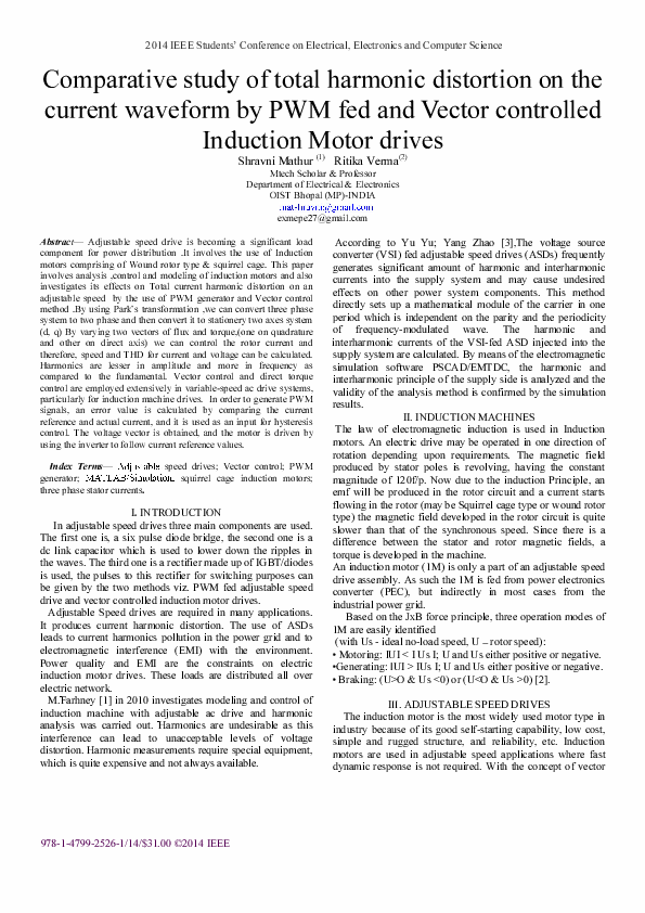 (PDF) Comparative study of total harmonic distortion on the current ...