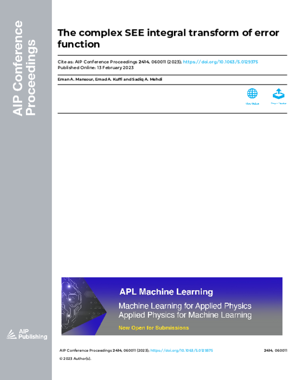 (PDF) The complex SEE integral transform of error function