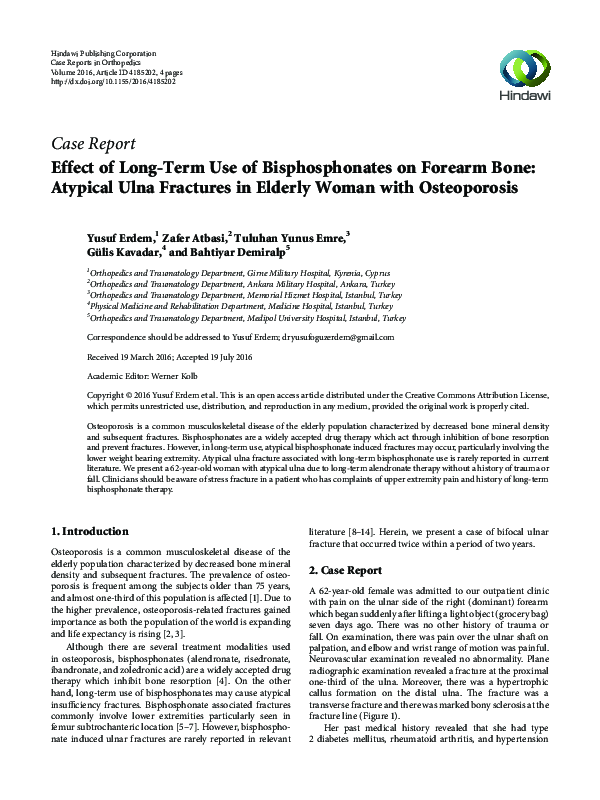 (PDF) Effect of Long-Term Use of Bisphosphonates on Forearm Bone ...