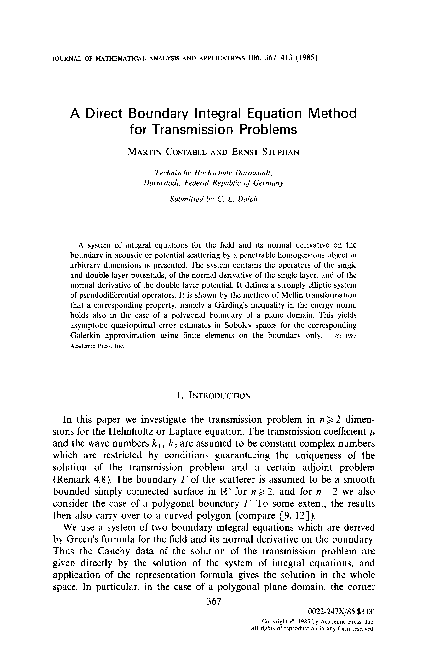 (PDF) A direct boundary integral equation method for transmission problems