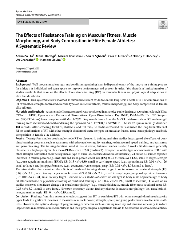 (PDF) The Effects of Resistance Training on Muscular Fitness, Muscle ...