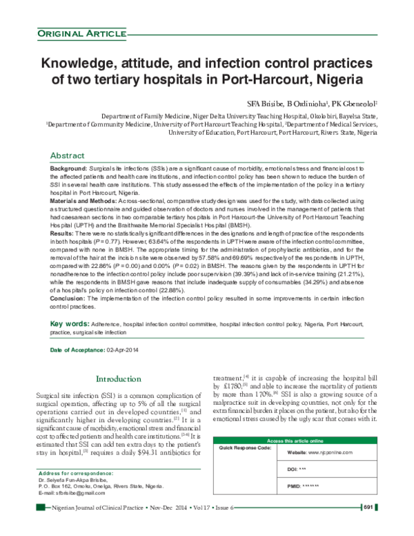 (PDF) Knowledge, attitude, and infection control practices of two ...