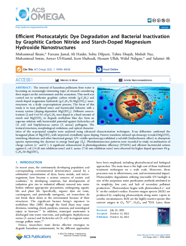 (PDF) Efficient Photocatalytic Dye Degradation and Bacterial ...