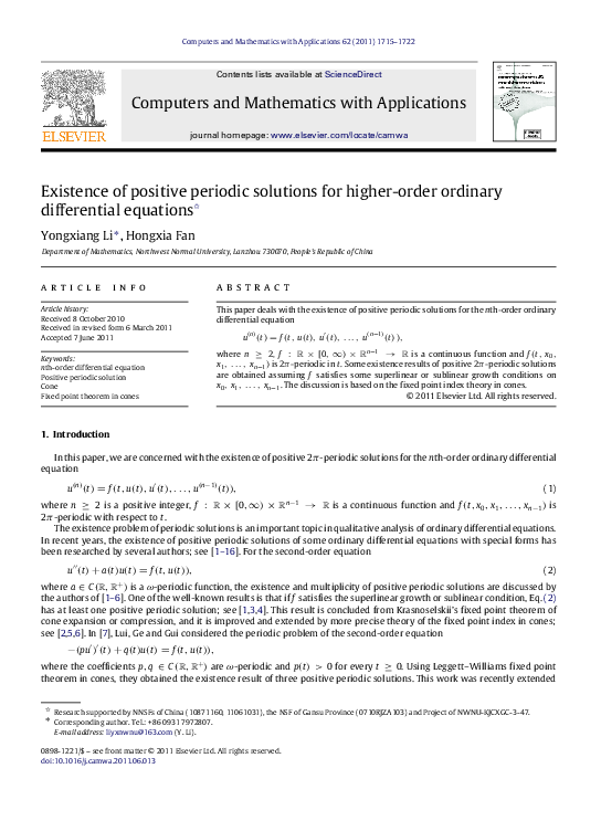 (PDF) Existence of positive periodic solutions for higher-order ...