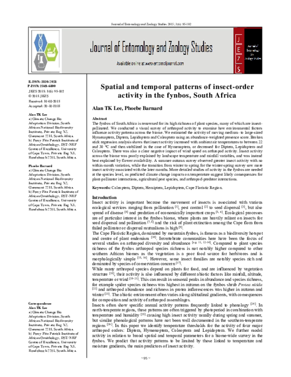 (PDF) Spatial and temporal patterns of insect-order activity in the ...