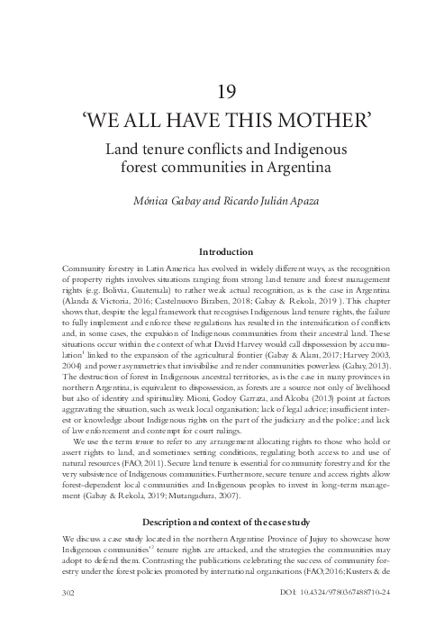 (PDF) 'We all have this mother': Land tenure conflicts and Indigenous ...