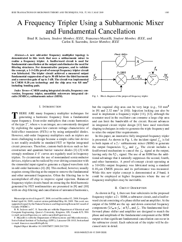 (PDF) A Frequency Tripler Using a Subharmonic Mixer and Fundamental ...