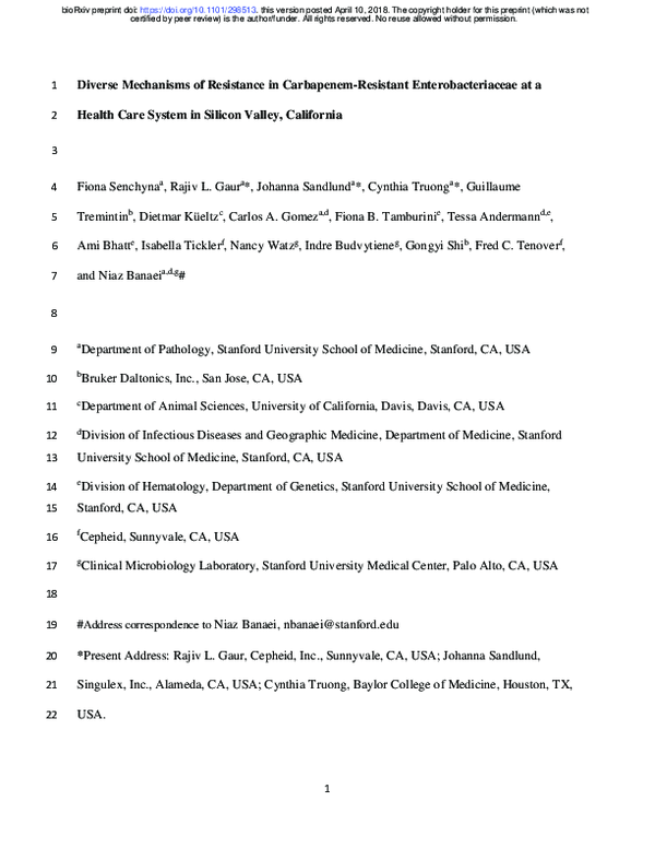 (PDF) Diverse Mechanisms of Resistance in Carbapenem-Resistant ...