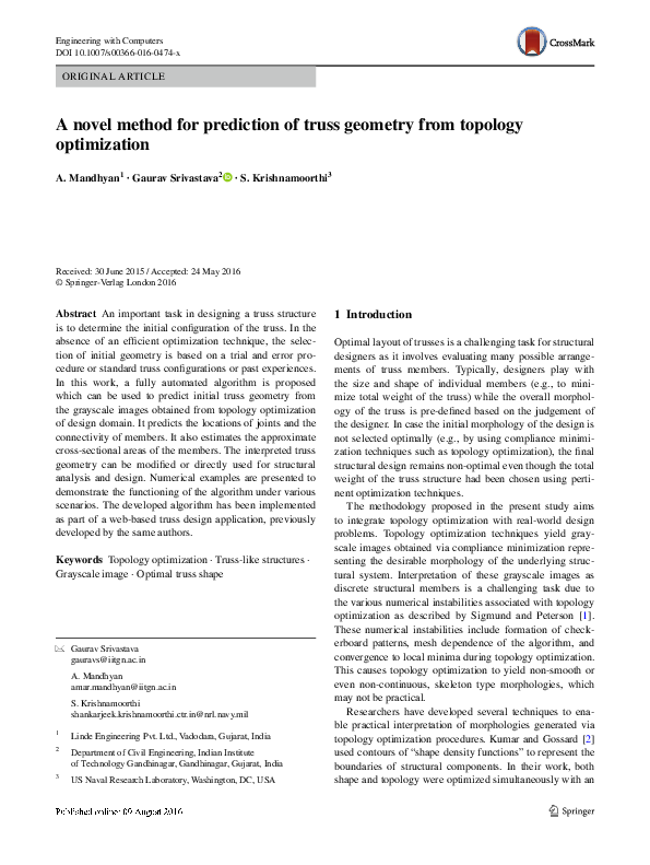 (PDF) A novel method for prediction of truss geometry from topology ...