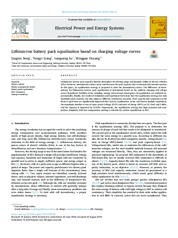 (PDF) Lithium-ion battery pack equalization based on charging voltage ...