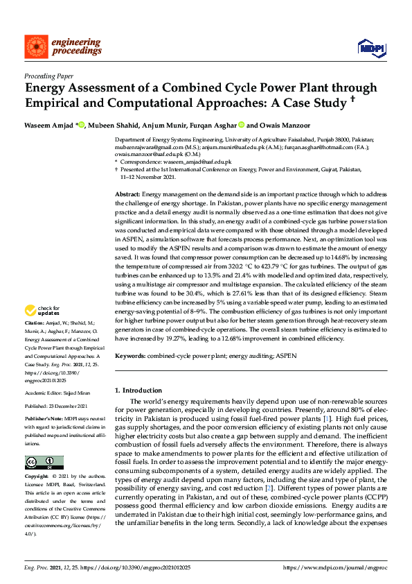 (PDF) Energy Assessment of a Combined Cycle Power Plant through ...
