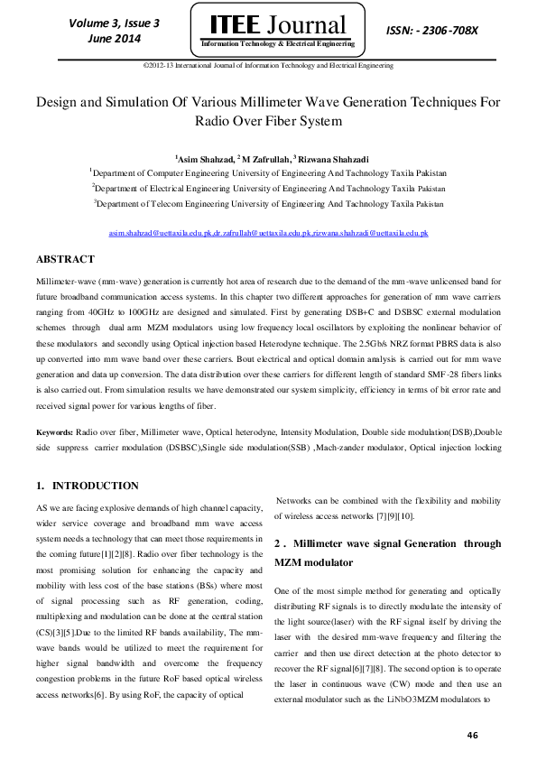 (PDF) Design and Simulation Of Various Millimeter Wave Generation ...