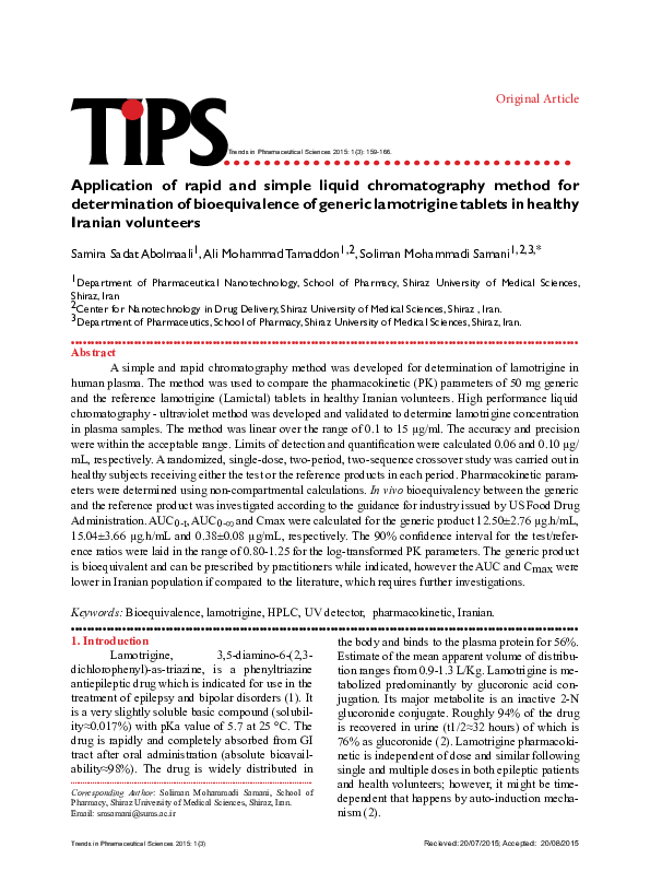(PDF) Application of rapid and simple liquid chromatography method for ...