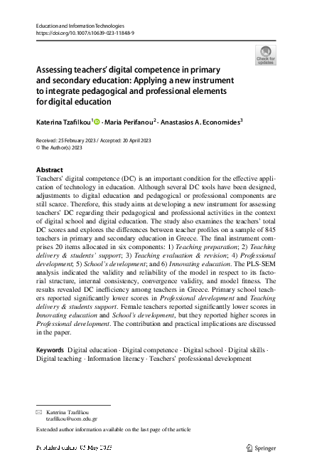 (PDF) Assessing teachers’ digital competence in primary and secondary ...