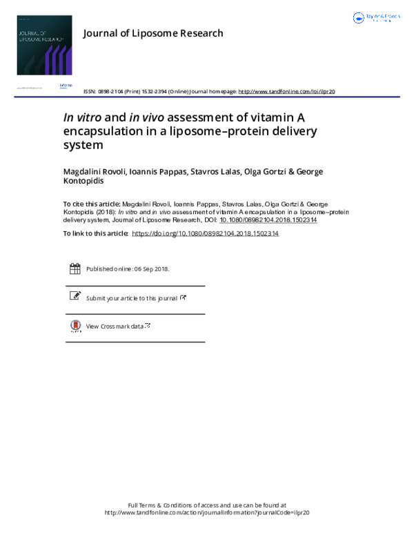 (PDF) In vitro and in vivo assessment of vitamin A encapsulation in a ...