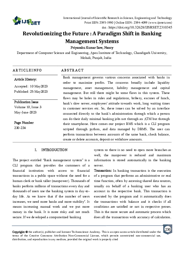 (PDF) Revolutionizing the Future : A Paradigm Shift in Banking ...