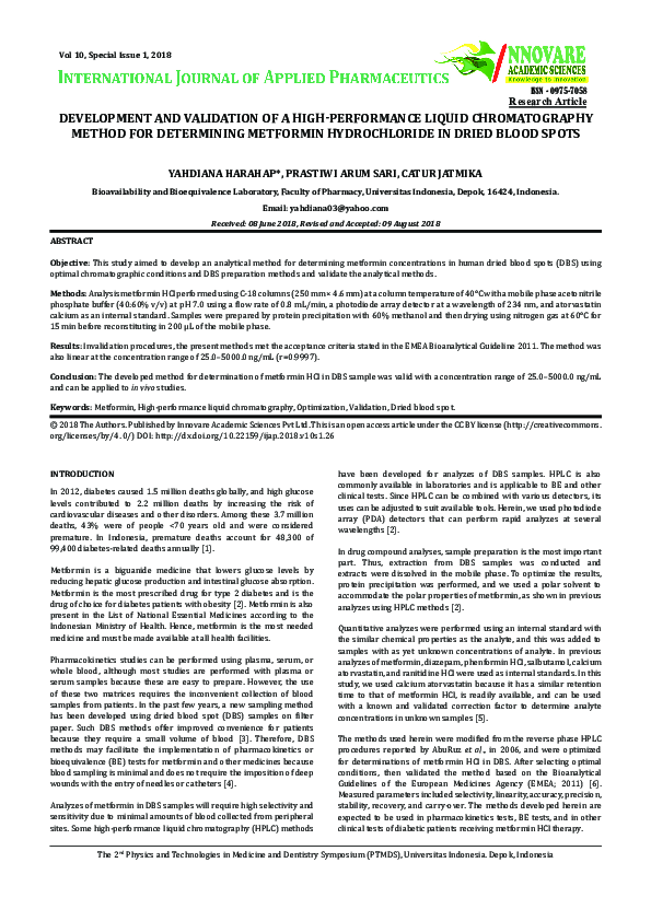 (PDF) DEVELOPMENT AND VALIDATION OF A HIGH-PERFORMANCE LIQUID ...