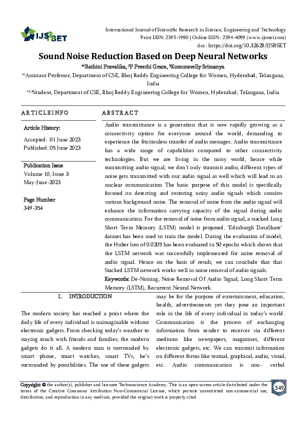 (PDF) Sound Noise Reduction Based on Deep Neural Networks