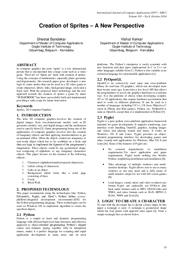 (PDF) Creation of Sprites A New Perspective